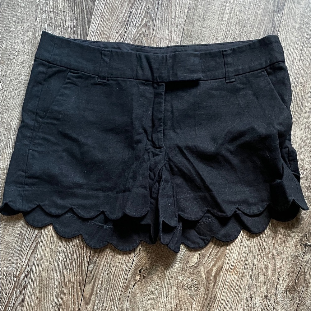J. Crew Black High Waist Scalloped Shorts